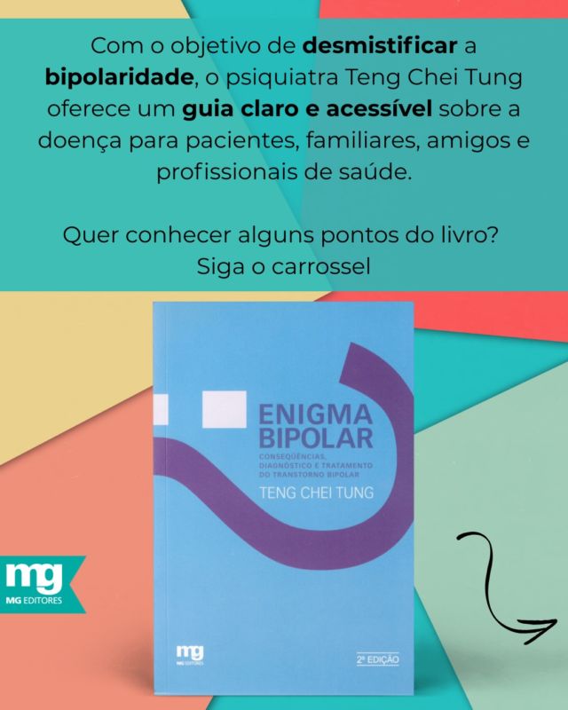 O transtorno bipolar é uma patologia cada vez mais comum – e, infelizmente, ainda mal compreendida. “Enigma bipolar – Consequências, diagnóstico e tratamento do transtorno bipolar”, escrito pelo psiquiatra Teng Chei Tung, esclarece e desmistifica os sintomas da doença, suas fases, os sintomas, as estratégias de tratamento mais modernas e os tipos de medicamento disponíveis. Fala, ainda, da importância do apoio do médico e da família no bem-estar do paciente.
#transtornobipolar #bipolaridade #psiquiatria #psicologia #mgeditores #transtornomental #transtornosmentais